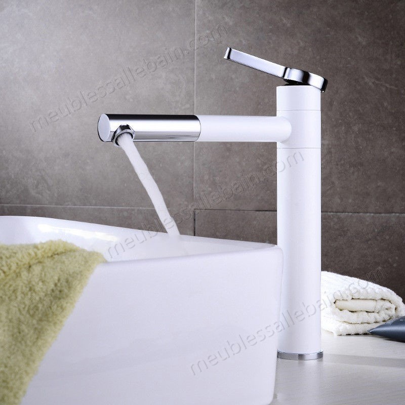Prix Compétitif Robinet lavabo surélevé moderne blanc - -2