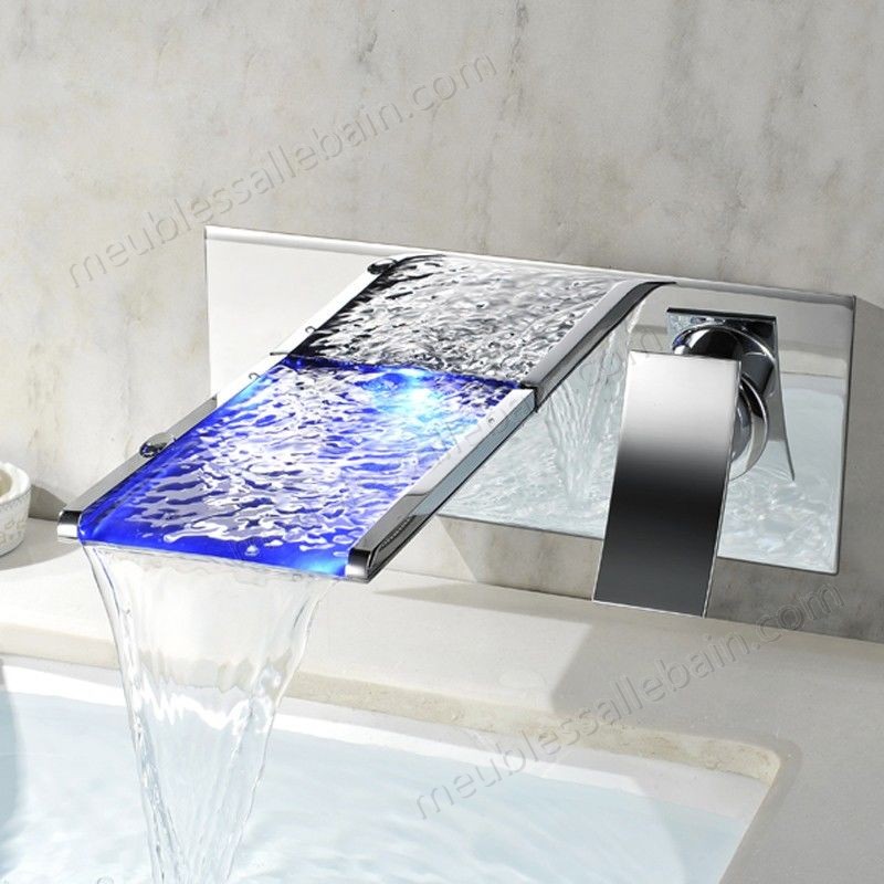 Prix Compétitif Robinet lavabo mural LED sophistiqué en chromé poli - -0