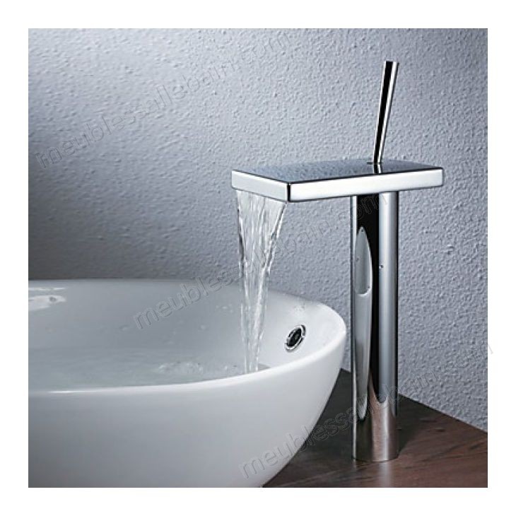 Prix Compétitif Robinet salle de bain effet cascade style contemporain fini en chrome - -0