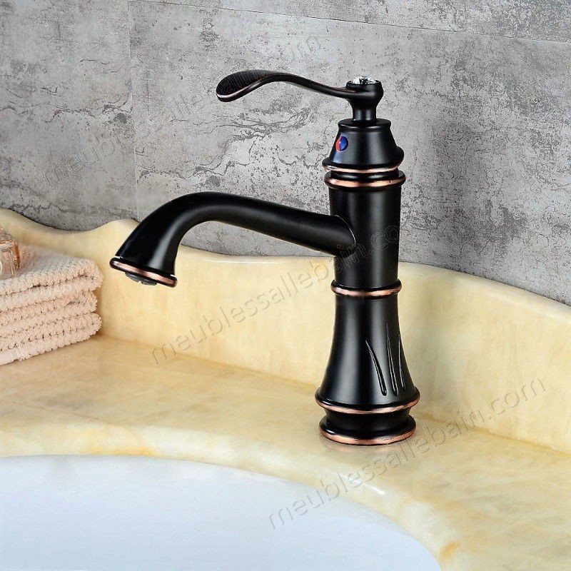 Prix Compétitif Robinet lavabo mitigeur style rétro en noir antique - -0
