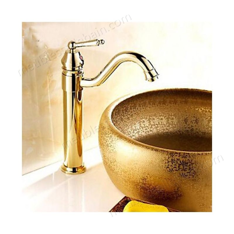 Prix Compétitif Robinet de lavabo dorée fini en laiton, robinet de style traditionnel avec poignée unique - -1