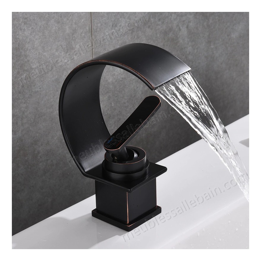 Prix Compétitif Mélangeur évier design mitigeur cascade noir effet cuivre simple poignée - -4