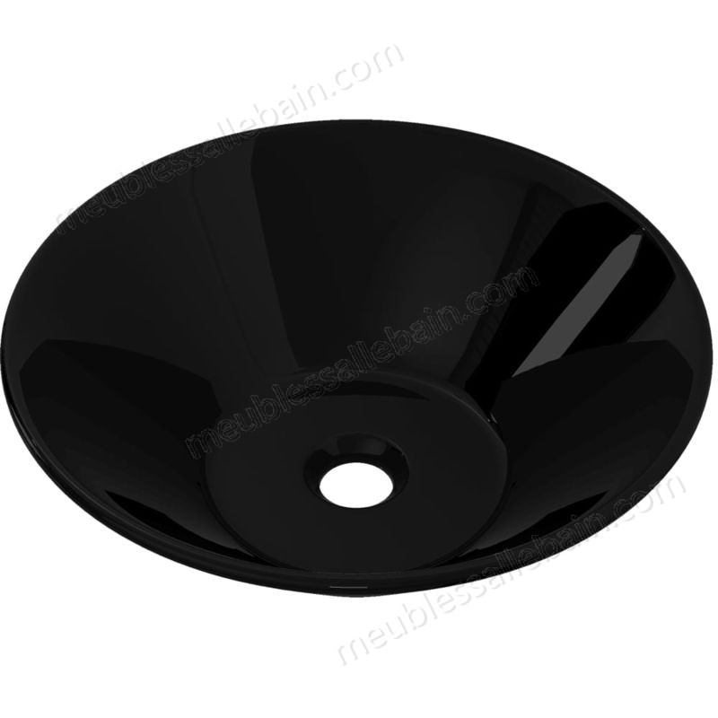 Moins Cher Topdeal VDTD04205_FR Vasque rond céramique Noir pour salle de bain - -1