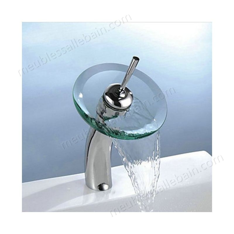 Prix Compétitif Robinet de lavabo avec bec verseur rond fait de verre, robinet de style moderne à poignée unique - -1