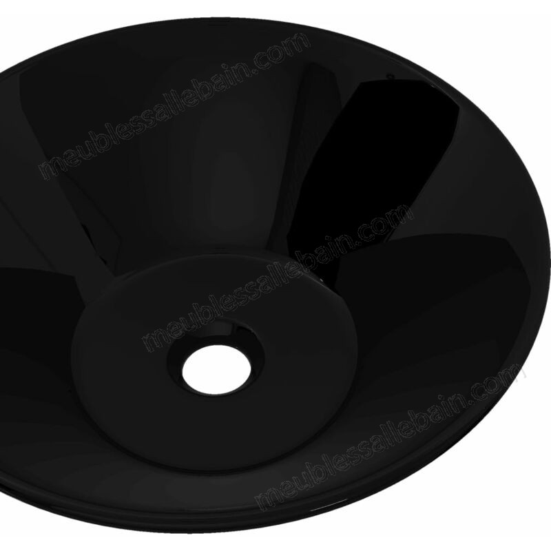 Moins Cher Vasque rond céramique Noir pour salle de bain HDV04205 - -3