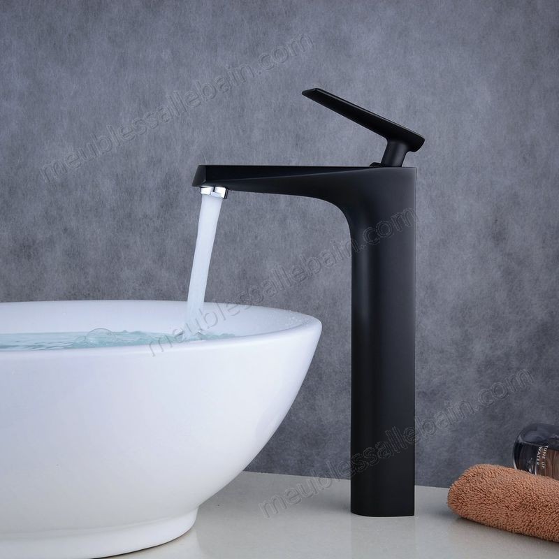 Prix Compétitif Robinet haut avec revêtement brillant noir mitigeur de lavabo pour vasque - -3