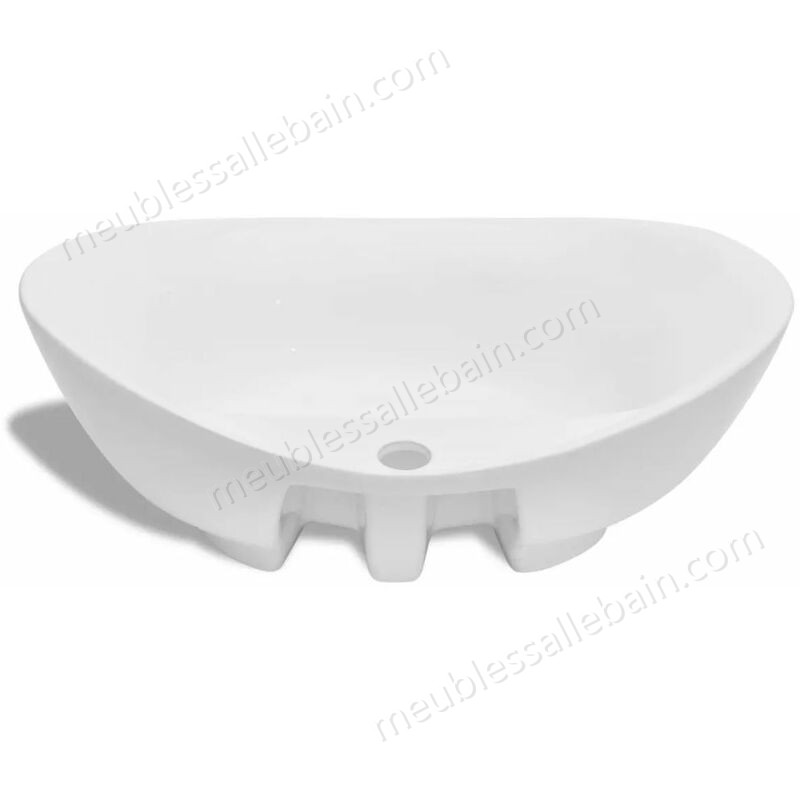 Moins Cher Hommoo Lavabo ovale en céramique avec trou de robinet HDV03669 - -4
