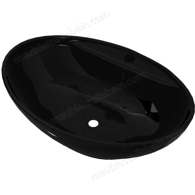 Moins Cher Topdeal VDTD04199_FR Vasque ovale à trou trop-plein/robinet céramique pour salle de bain - -1