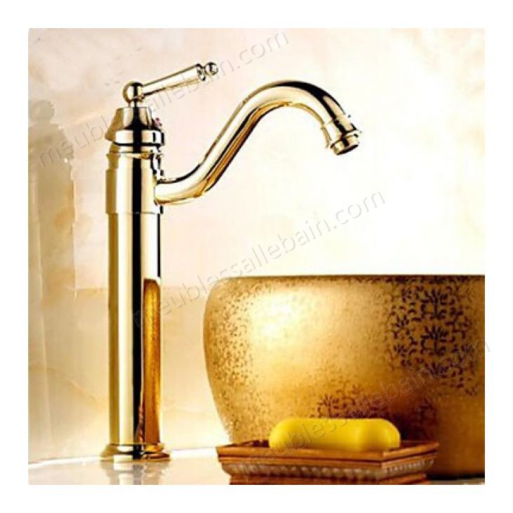 Prix Compétitif Robinet de lavabo dorée fini en laiton, robinet de style traditionnel avec poignée unique - -0