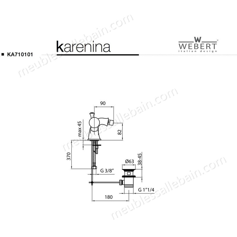 Moins Cher Robinet à deux leviers pour bidet Webert karenina KA710101 | Chromé - -1