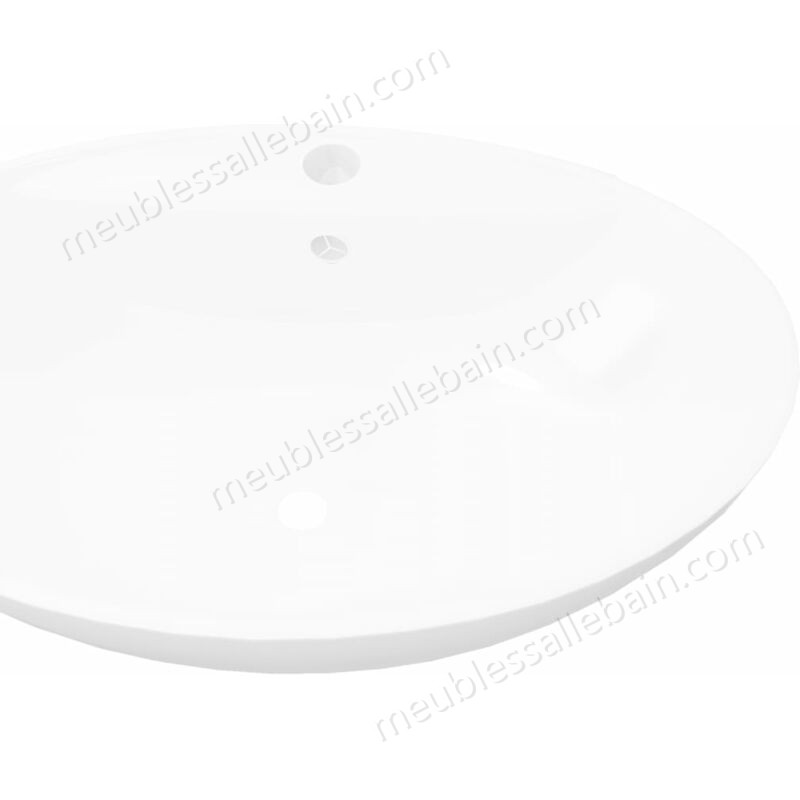 Moins Cher Hommoo Lavabo ovale en céramique avec trou de robinet HDV03669 - -3