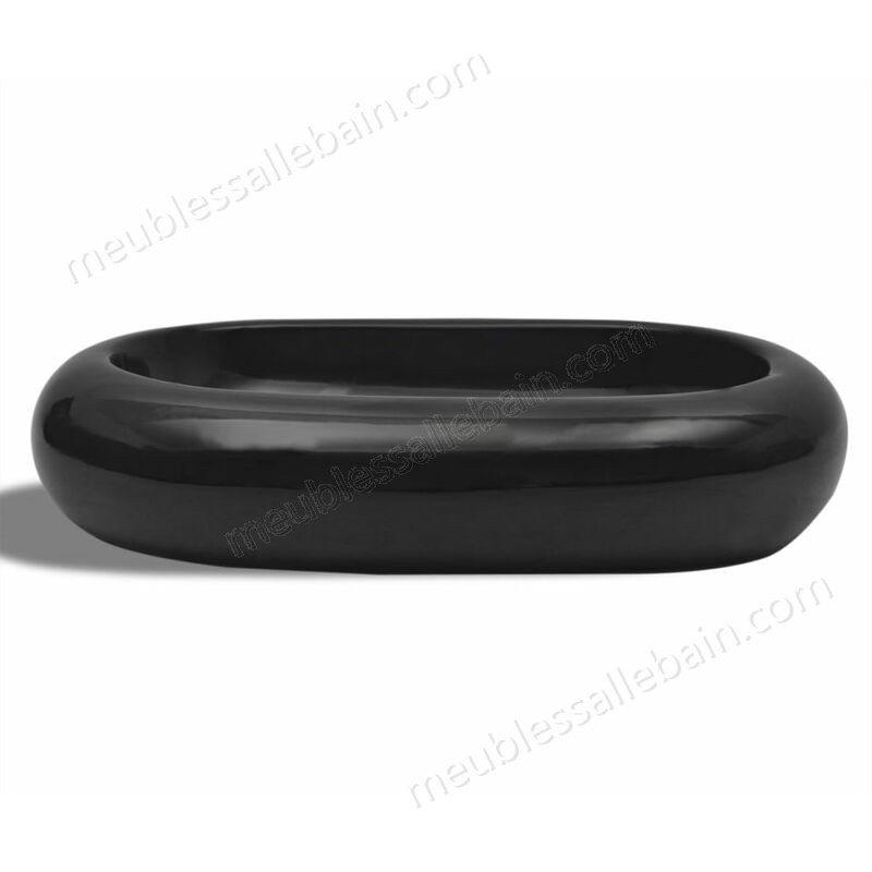 Moins Cher Vasque ovale céramique Noir pour salle de bain - -2