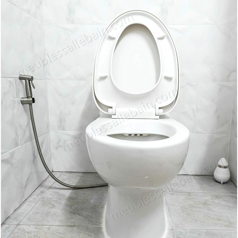 Moins Cher Kit Bidet WC avec Douchette - Pulverisateur Bidet a Main- Pomme de Douche Toilette avec Tuyau + Support en Inox + 2 Joint - -2
