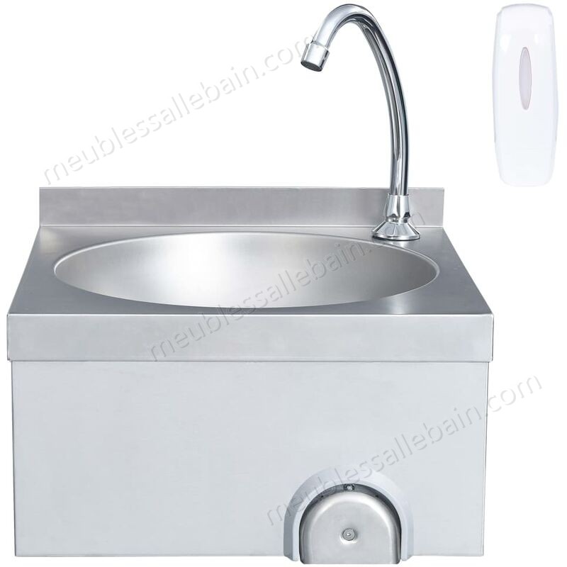 Moins Cher Lavabo commercial de lavage des mains avec robinet Inox - -2