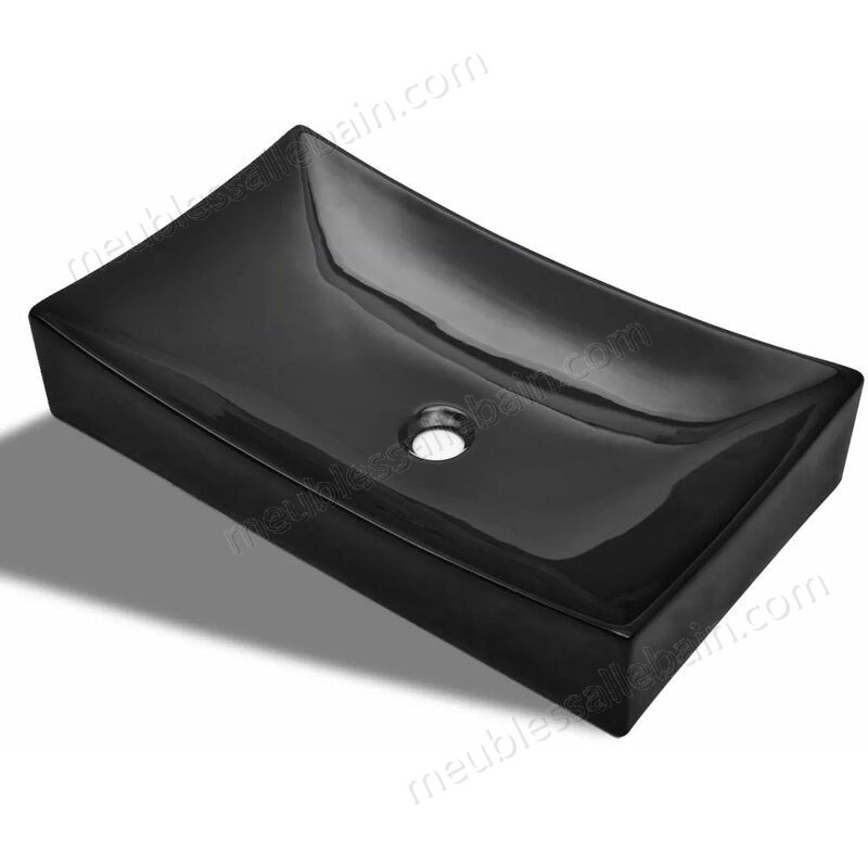 Moins Cher Vasque rectangulaire céramique Noir pour salle de bain - -1
