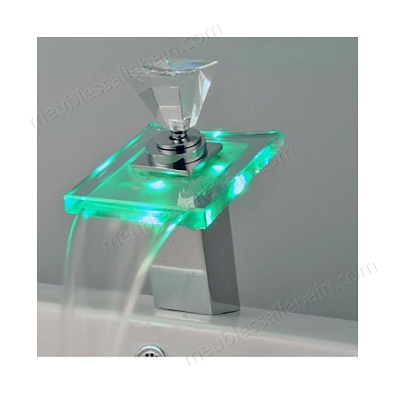 Prix Compétitif Robinet lavabo chromé à LED avec bec verseur en verre et poignée en cristal - -1