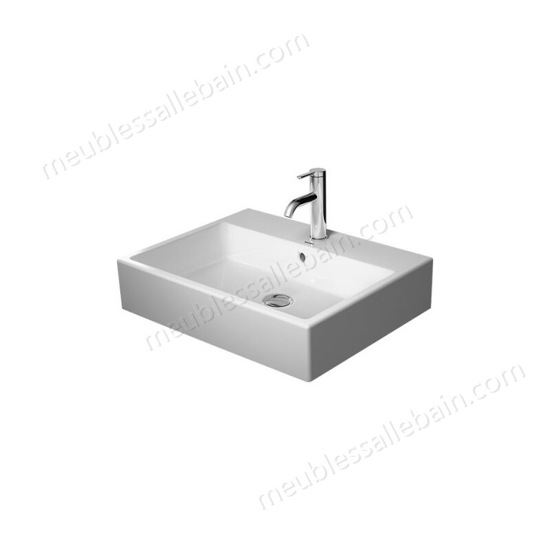 Moins Cher Duravit Vero Air top basin 60x47cm, avec trop-plein, avec banc de robinetterie, 1 trou de robinet, sablé, paroi arrière vitrée, Coloris: Blanc - 2352600000 - -0