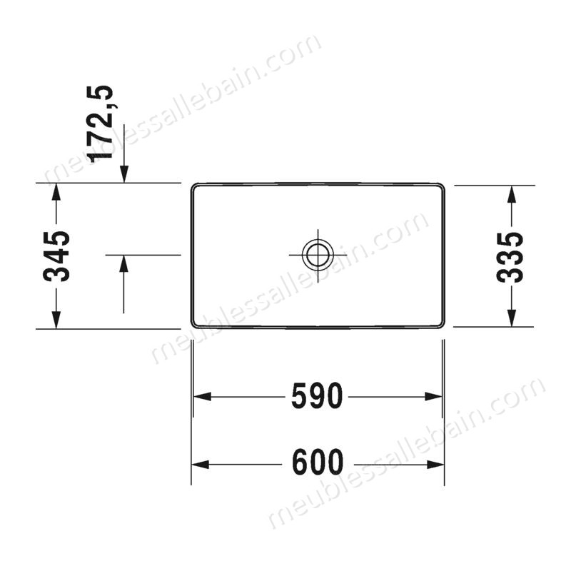 Moins Cher Duravit DuraSquare bac supérieur 60x34,5cm, rectifié, sans trou de coulée, sans trop-plein, sans table de robinet,, Coloris: Blanc avec Wondergliss - 23556000001 - -1
