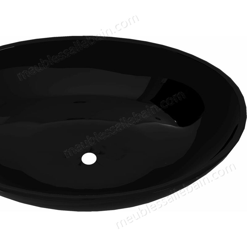 Moins Cher Hommoo Lavabo ovale Céramique 40 x 33 cm Noir HDV03668 - -3