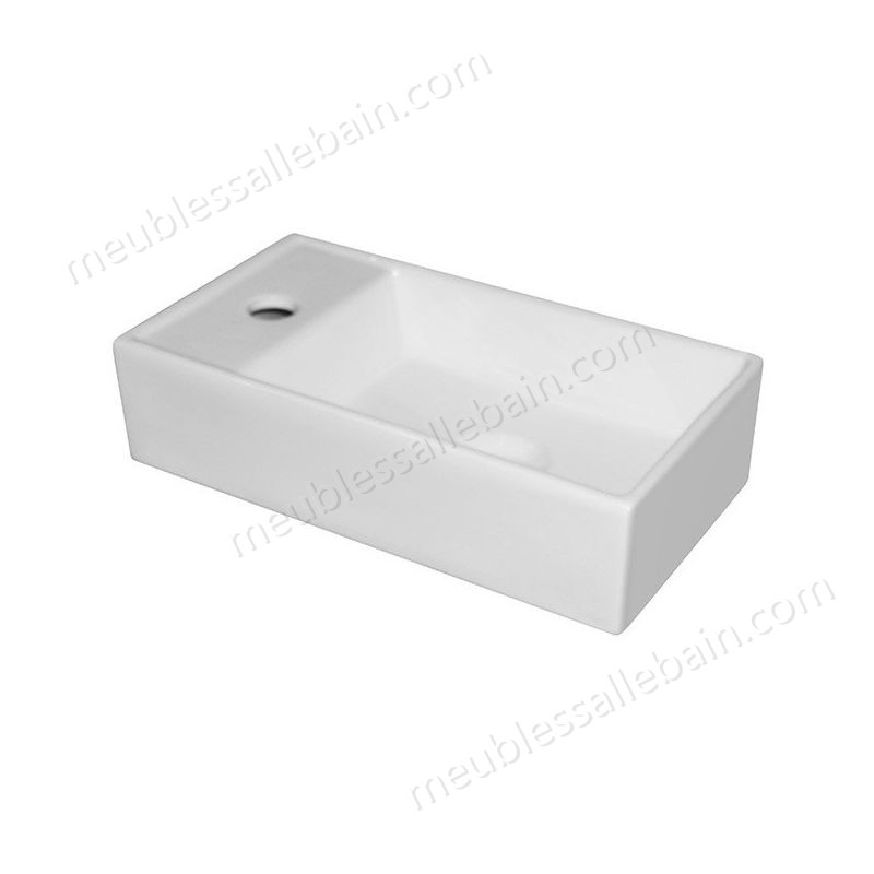 Moins Cher Lave-mains suspendu en céramique blanche 40 cm - Manéo G - -2