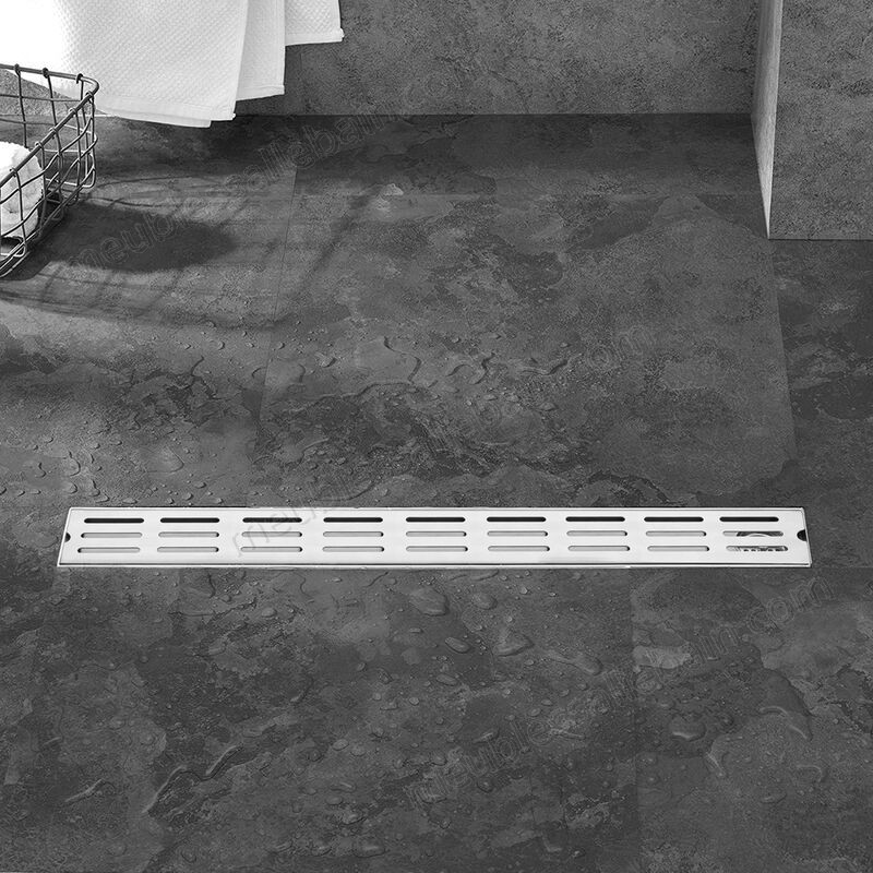 Moins Cher PrimeMatik - Gouttière de drainage 10x30cm avec grille en acier inoxydable mat - -2