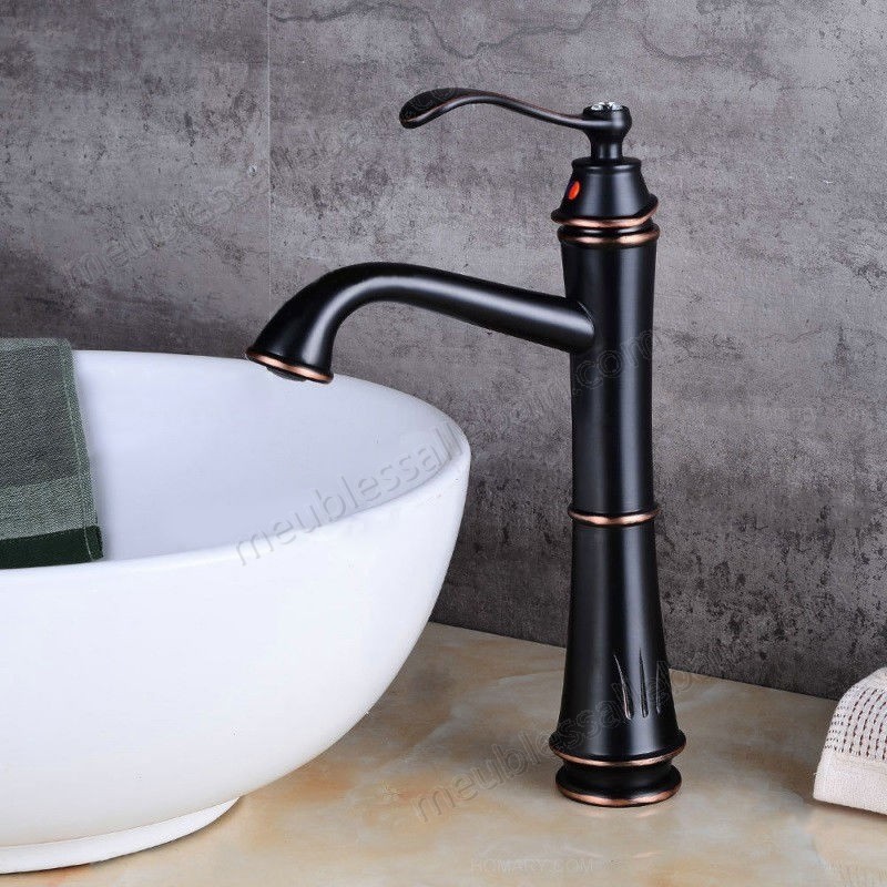 Prix Compétitif Robinet lavabo surélevé style vintage en noir antique - -2