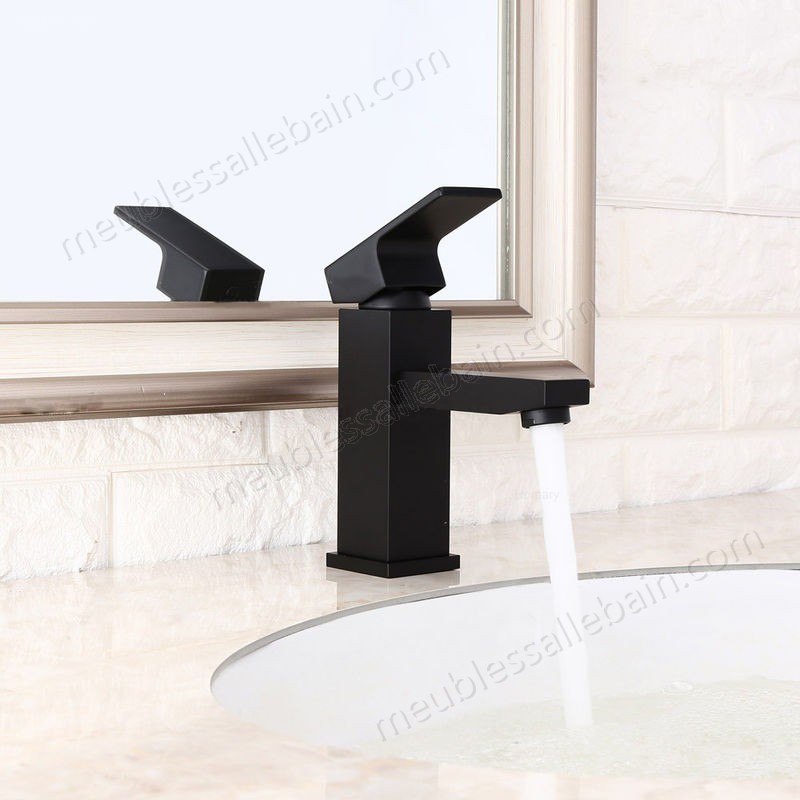 Prix Compétitif Robinet lavabo mitigeur moderne en noir solide - -3