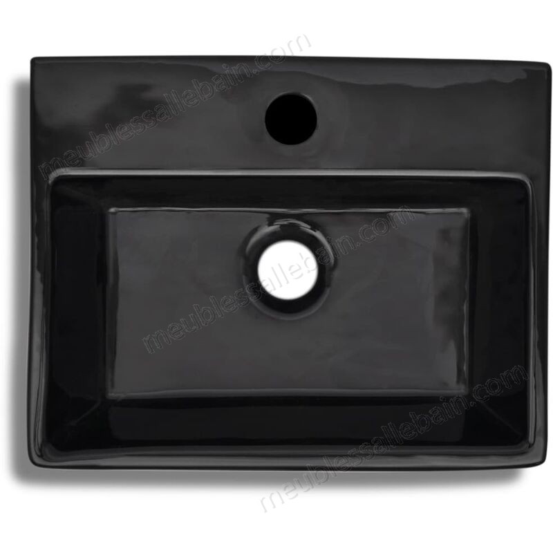 Moins Cher Vasque rectangulaire à trou Noir en céramique pour salle de bain HDV04219 - -3