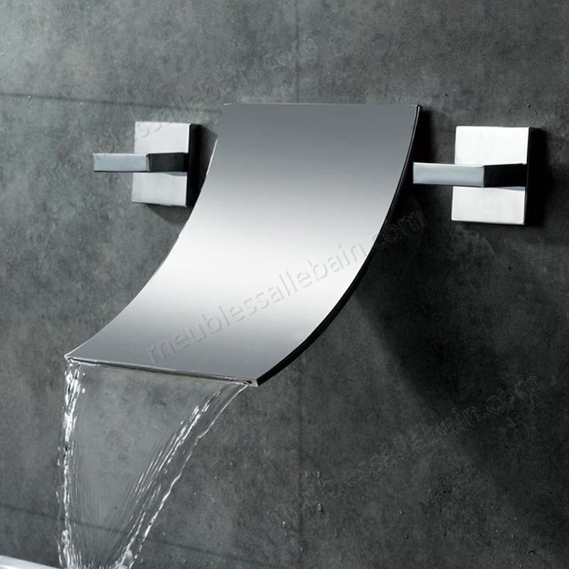 Prix Compétitif Robinet lavabo mural sophistiqué avec bec en cascade en chromé - -0