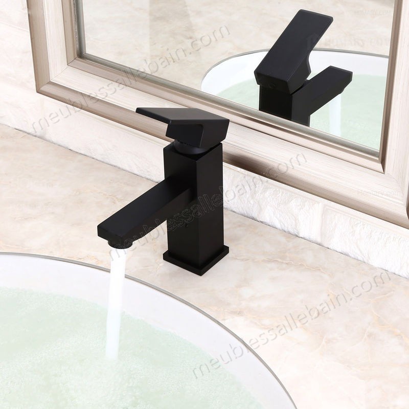 Prix Compétitif Robinet lavabo mitigeur moderne en noir solide - -4