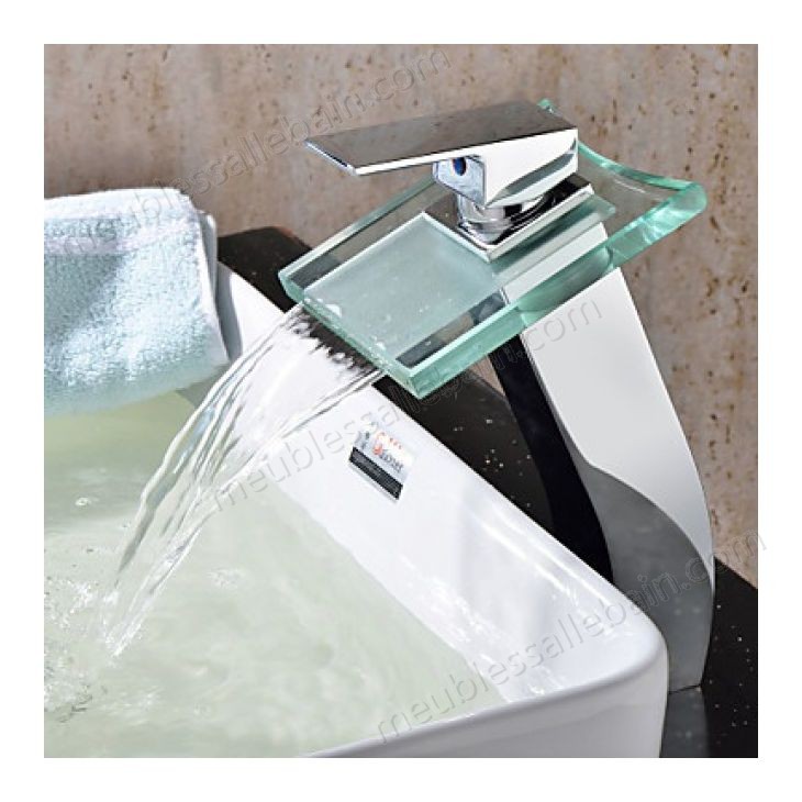 Prix Compétitif Robinet salle de bain cascade avec bec en verre, design contemporain - -0