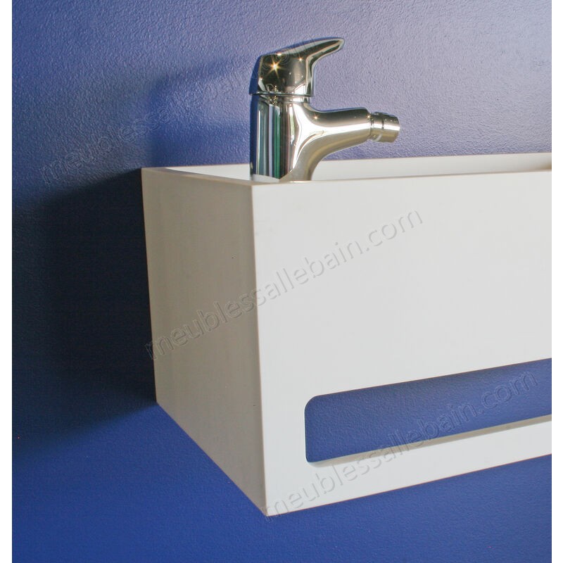 Moins Cher Lave-mains rectangle SOLICE - Blanc - 50x30cm - Solid Surface - Sans trop plein - -3