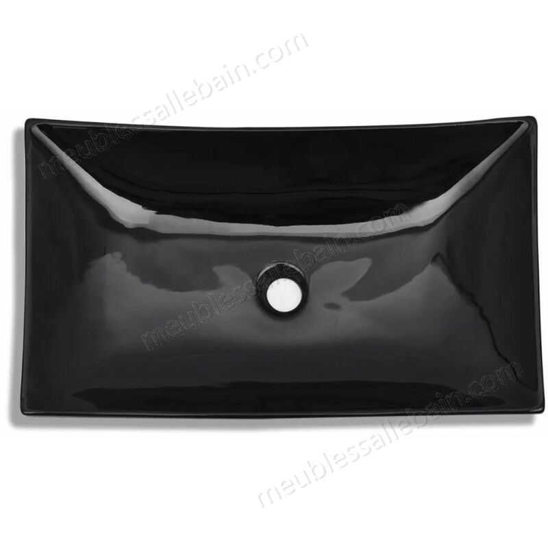 Moins Cher Vasque rectangulaire céramique Noir pour salle de bain - -2