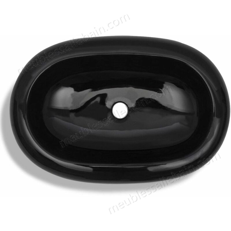 Moins Cher Vasque ovale céramique Noir pour salle de bain HDV04198 - -4