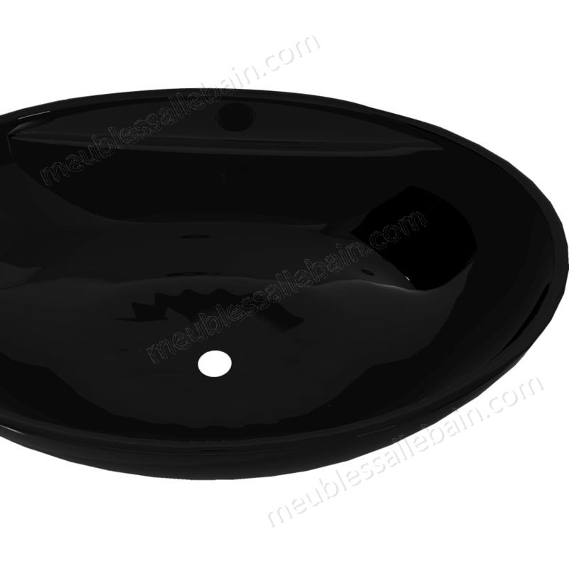Moins Cher Topdeal VDTD04199_FR Vasque ovale à trou trop-plein/robinet céramique pour salle de bain - -3
