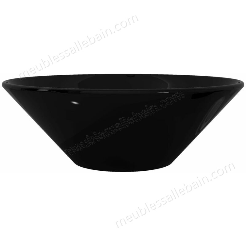 Moins Cher Vasque rond céramique Noir pour salle de bain - -4