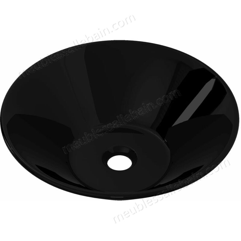 Moins Cher Vasque rond céramique Noir pour salle de bain - -1