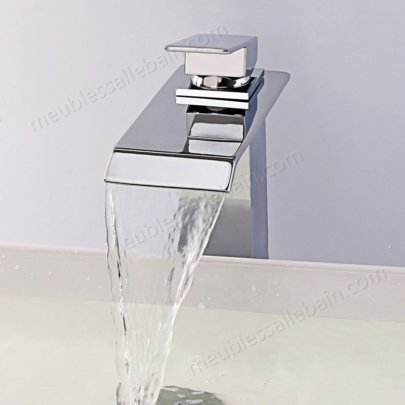Prix Compétitif Robinet lavabo surélevé sophistiqué avec bec en cascade en chromé poli - -3
