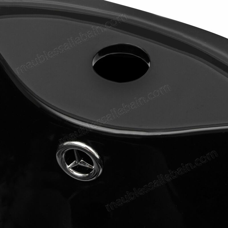 Moins Cher Vasque à trou de trop-plein/robinet céramique Noir pour salle de bain HDV04221 - -4