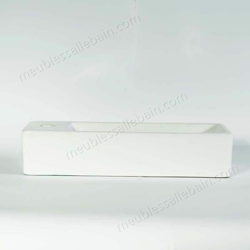 Moins Cher Lave main Rectangulaire Gain de place Gauche - Céramique Blanc - 38x15 cm - Minimalist - -3