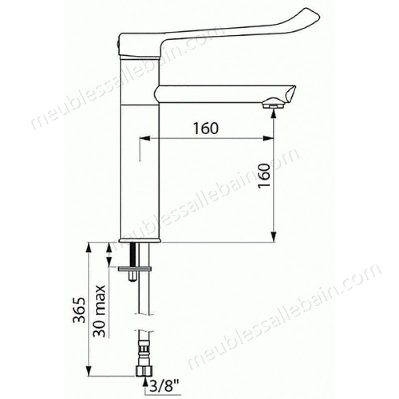 Prix Compétitif Mitigeur de lavabo à bec haut orientable avec levier médical hauteur 155 mm - -1