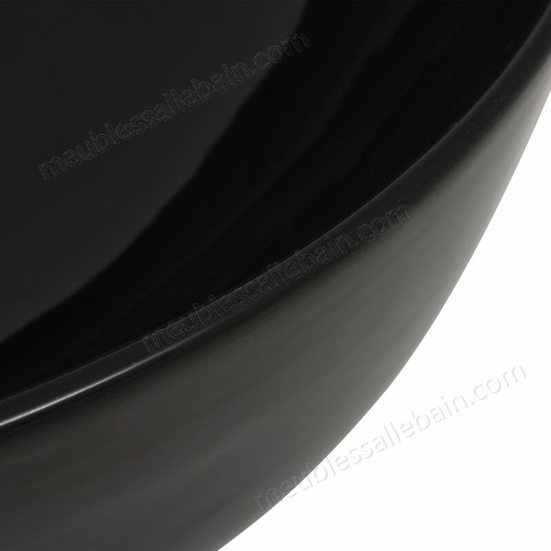 Moins Cher Hommoo Lavabo rond Céramique Noir 41,5 x 13,5 cm HDV04790 - -3