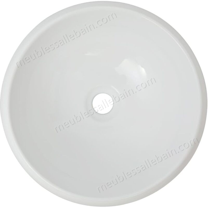 Moins Cher Hommoo Lavabo ronde Céramique Blanc 40 x 15 cm HDV04464 - -2