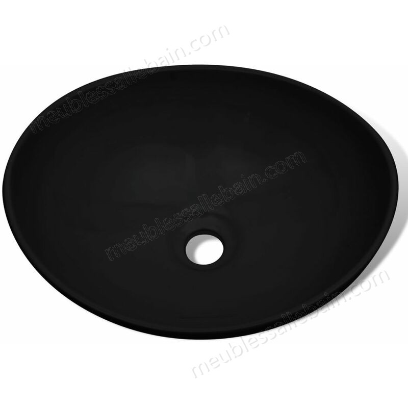 Moins Cher Hommoo Lavabo ovale Céramique 40 x 33 cm Noir HDV03668 - -2