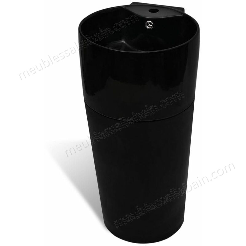 Moins Cher Vasque à trou de trop-plein/robinet céramique Noir pour salle de bain HDV04221 - -1