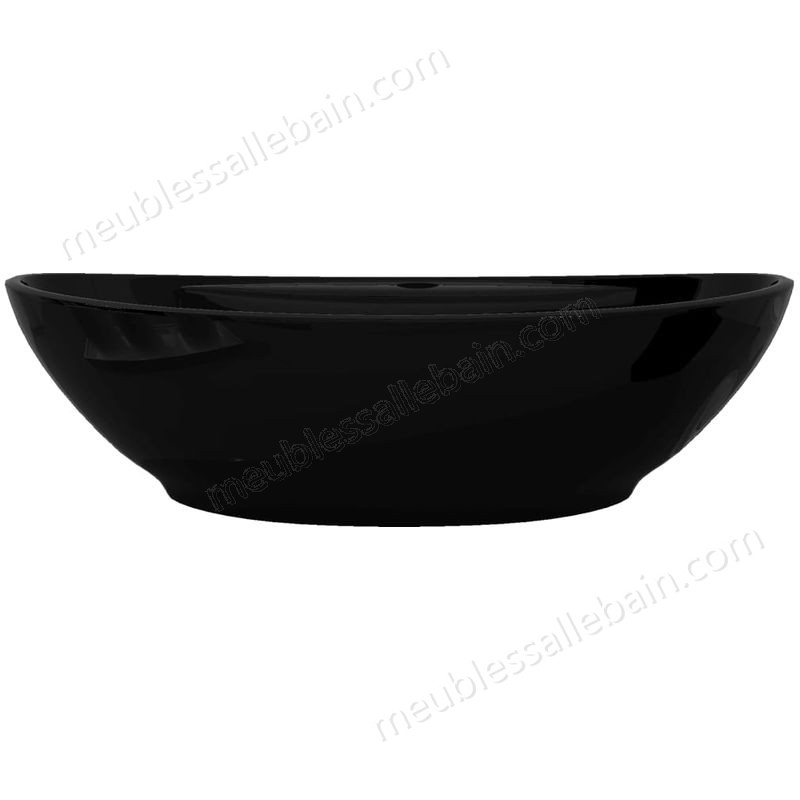 Moins Cher Topdeal VDTD04199_FR Vasque ovale à trou trop-plein/robinet céramique pour salle de bain - -4
