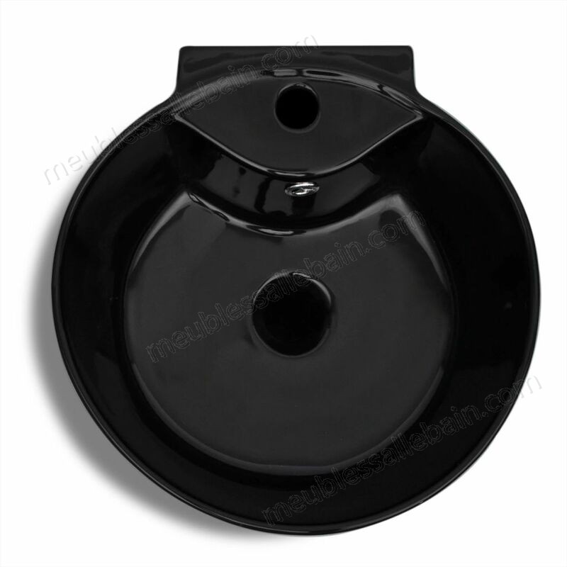 Moins Cher Vasque à trou de trop-plein/robinet céramique Noir pour salle de bain HDV04221 - -3
