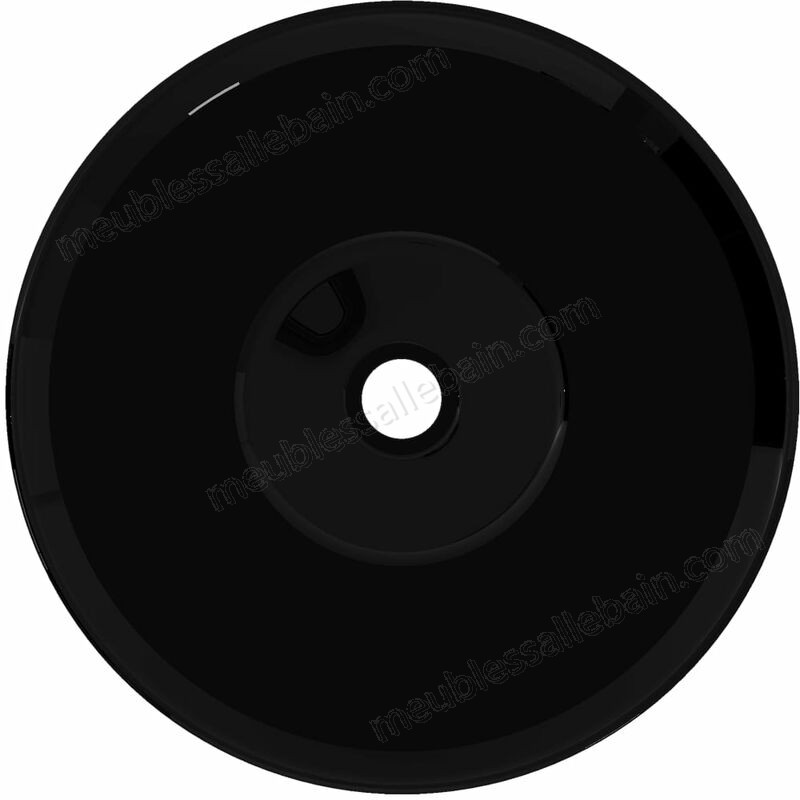 Moins Cher Vasque rond céramique Noir pour salle de bain HDV04205 - -2
