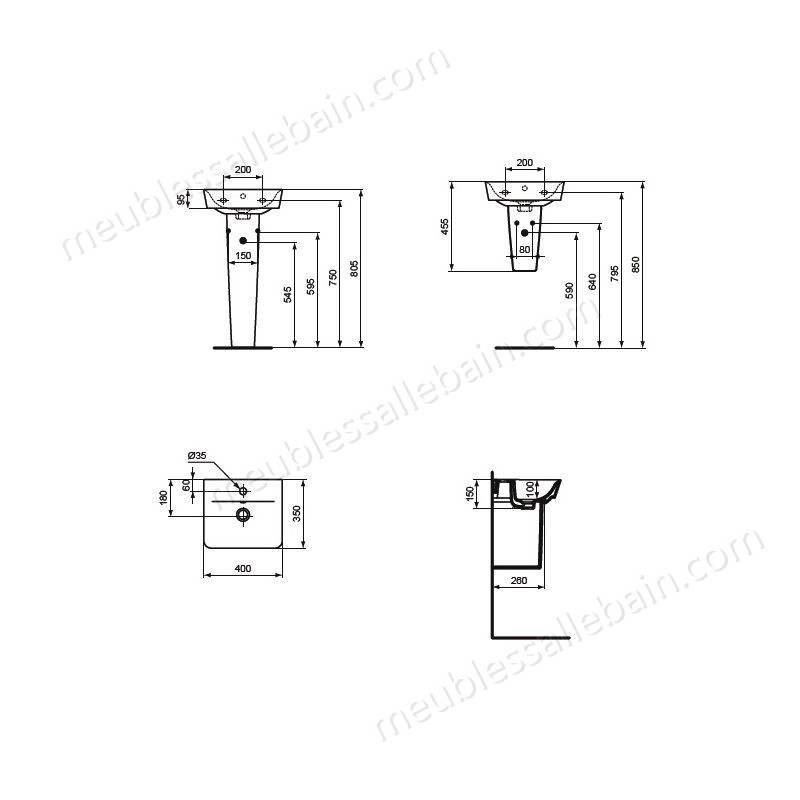 Moins Cher Déstockage - Ideal Standard - Lave-mains Cube 40 x 35 cm Blanc - CONNECT AIR - TNT - -1