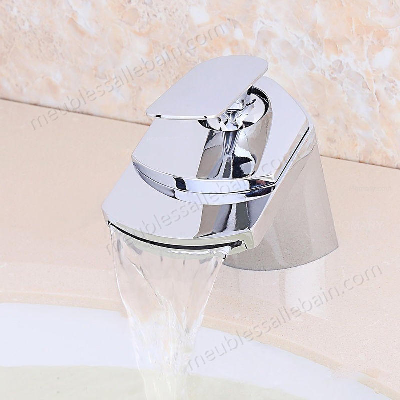Prix Compétitif Robinet lavabo mitigeur moderne avec bec en cascade en chromé - -3